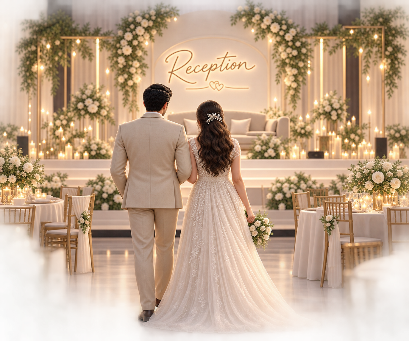 3D wedding reception stage illustration